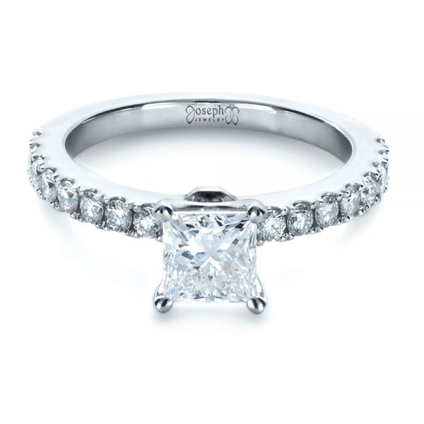  Platinum Custom Princess Cut Engagement Ring - Flat View -  1207