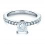14k White Gold 14k White Gold Custom Princess Cut Engagement Ring - Flat View -  1207 - Thumbnail