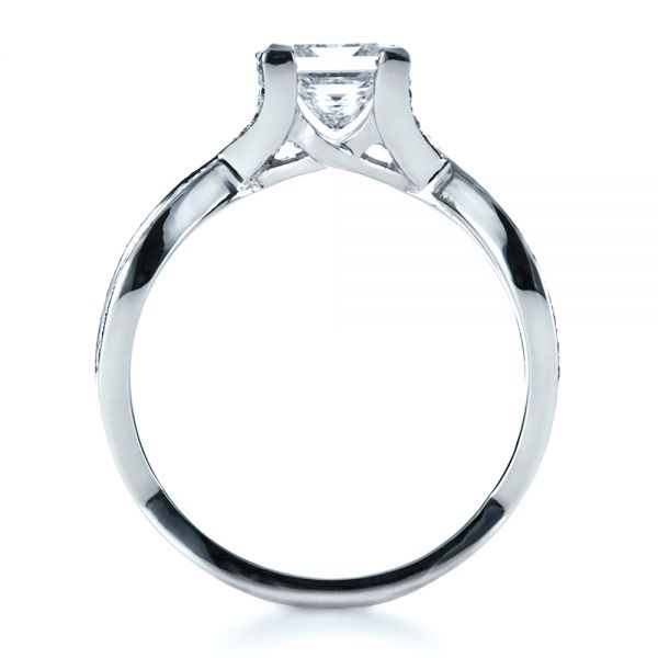 18k White Gold 18k White Gold Custom Princess Cut Engagement Ring - Front View -  1197
