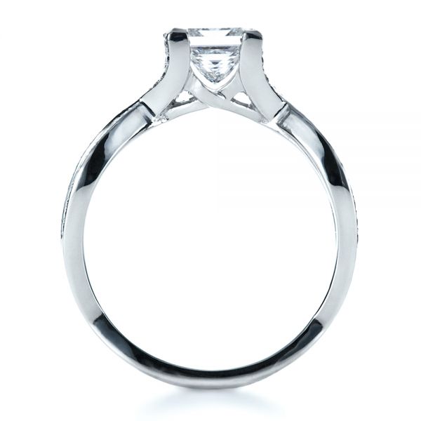 Platinum Custom Princess Cut Engagement Ring - Front View - 1197