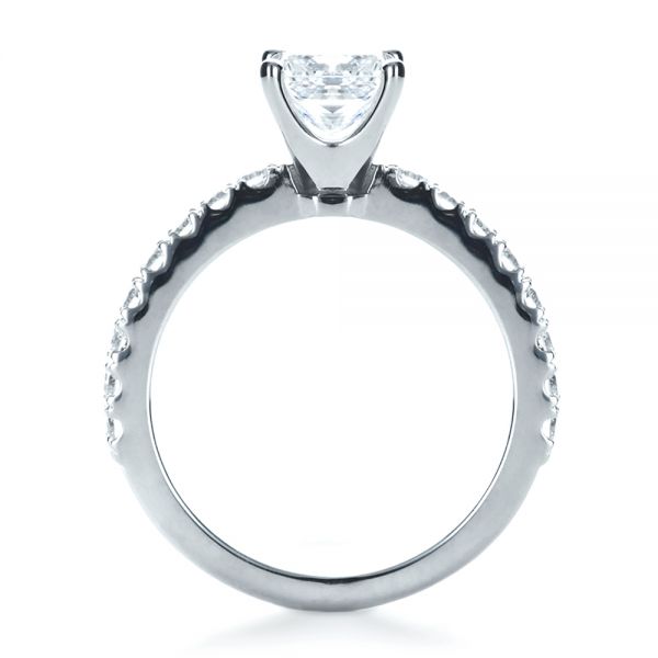 14k White Gold 14k White Gold Custom Princess Cut Engagement Ring - Front View -  1207