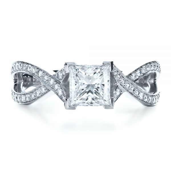 Platinum Custom Princess Cut Engagement Ring - Top View - 1197