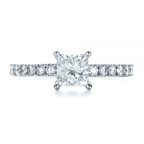 14k White Gold 14k White Gold Custom Princess Cut Engagement Ring - Top View -  1207