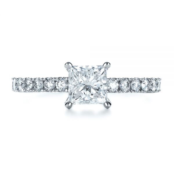 Platinum Custom Princess Cut Engagement Ring - Top View - 1207