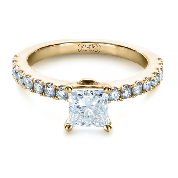 14k Yellow Gold 14k Yellow Gold Custom Princess Cut Engagement Ring - Flat View - 1207