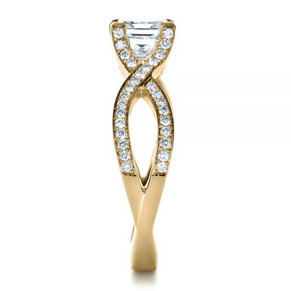 18k Yellow Gold 18k Yellow Gold Custom Princess Cut Engagement Ring - Side View - 1197