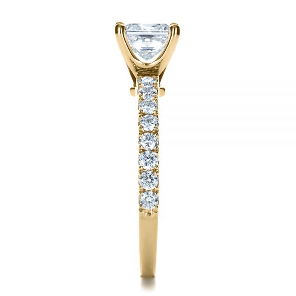 14k Yellow Gold 14k Yellow Gold Custom Princess Cut Engagement Ring - Side View - 1207