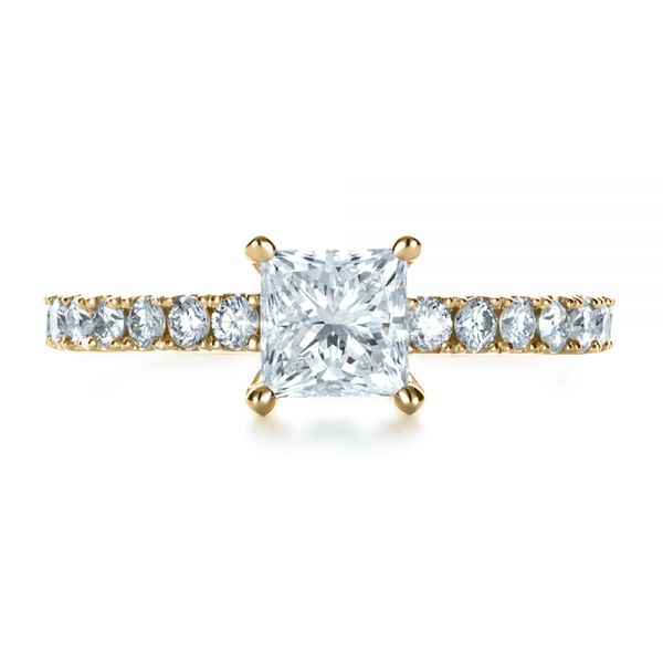 14k Yellow Gold 14k Yellow Gold Custom Princess Cut Engagement Ring - Top View - 1207