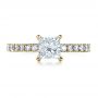 18k Yellow Gold 18k Yellow Gold Custom Princess Cut Engagement Ring - Top View -  1207 - Thumbnail