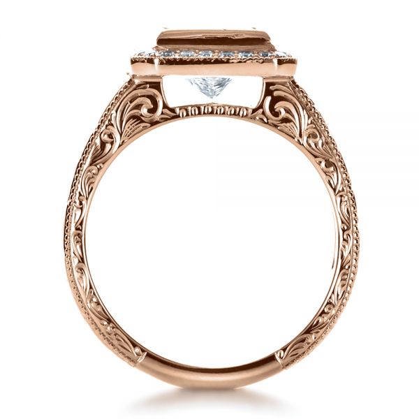 14k Rose Gold 14k Rose Gold Custom Princess Cut Halo Engagement Ring - Front View - 1209