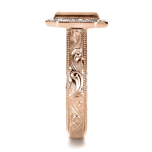 14k Rose Gold 14k Rose Gold Custom Princess Cut Halo Engagement Ring - Side View - 1209