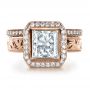 14k Rose Gold 14k Rose Gold Custom Princess Cut Halo Engagement Ring - Top View -  1209 - Thumbnail