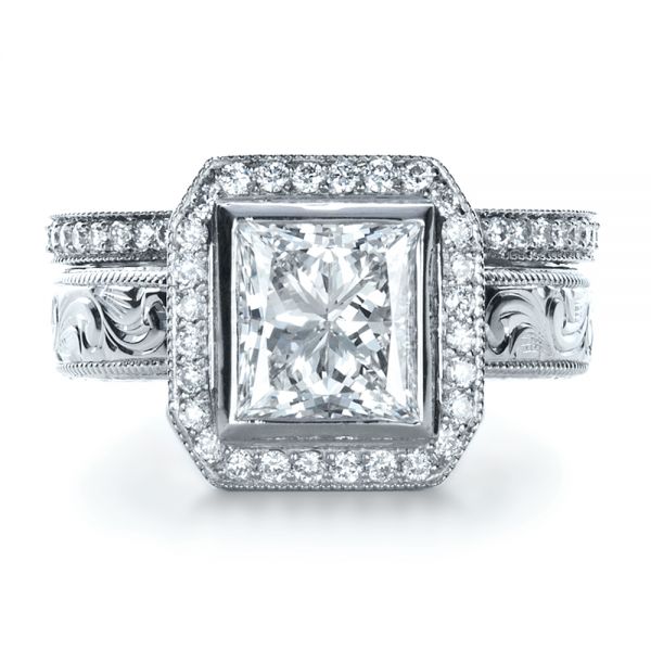 Custom Princess Cut Halo Engagement Ring - Image