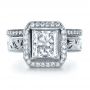 14k White Gold Custom Princess Cut Halo Engagement Ring - Top View -  1209 - Thumbnail