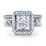 14k White Gold Custom Princess Cut Halo Engagement Ring - Top View -  1209 - Thumbnail