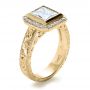 18k Yellow Gold 18k Yellow Gold Custom Princess Cut Halo Engagement Ring - Three-Quarter View -  1209 - Thumbnail