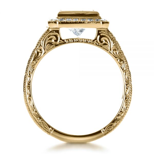 18k Yellow Gold 18k Yellow Gold Custom Princess Cut Halo Engagement Ring - Front View - 1209