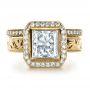 18k Yellow Gold 18k Yellow Gold Custom Princess Cut Halo Engagement Ring - Top View -  1209 - Thumbnail