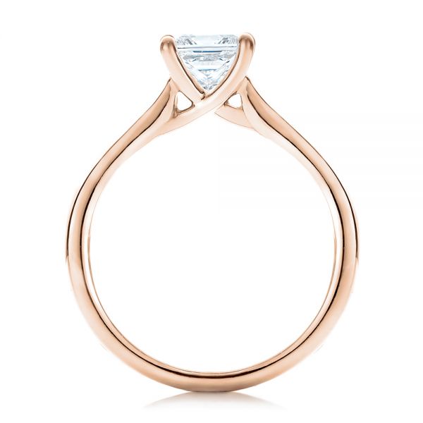 14k Rose Gold 14k Rose Gold Custom Princess Cut Solitaire Engagement Ring - Front View -  101450