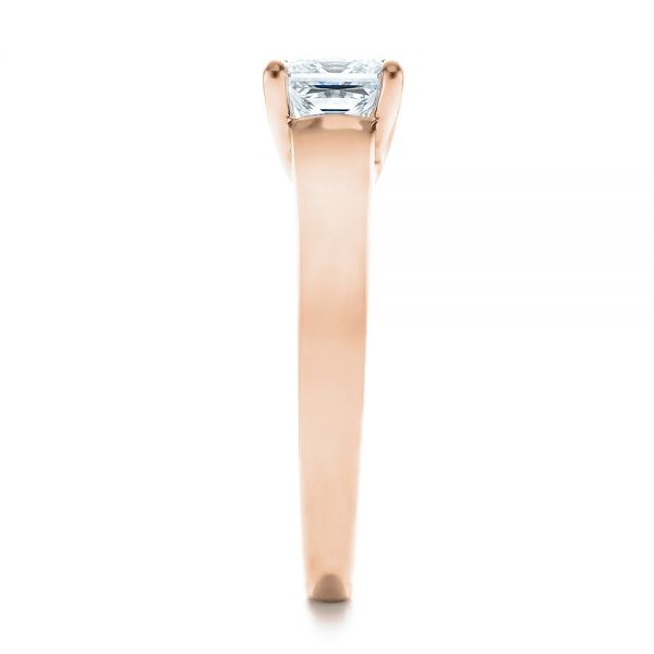 18k Rose Gold 18k Rose Gold Custom Princess Cut Solitaire Engagement Ring - Side View -  101450