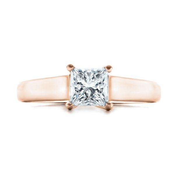 14k Rose Gold 14k Rose Gold Custom Princess Cut Solitaire Engagement Ring - Top View -  101450