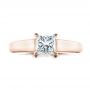 18k Rose Gold 18k Rose Gold Custom Princess Cut Solitaire Engagement Ring - Top View -  101450 - Thumbnail