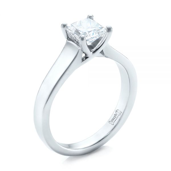 18k White Gold 18k White Gold Custom Princess Cut Solitaire Engagement Ring - Three-Quarter View -  101450