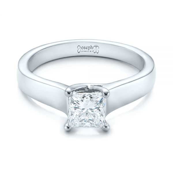 14k White Gold Custom Princess Cut Solitaire Engagement Ring - Flat View - 101450