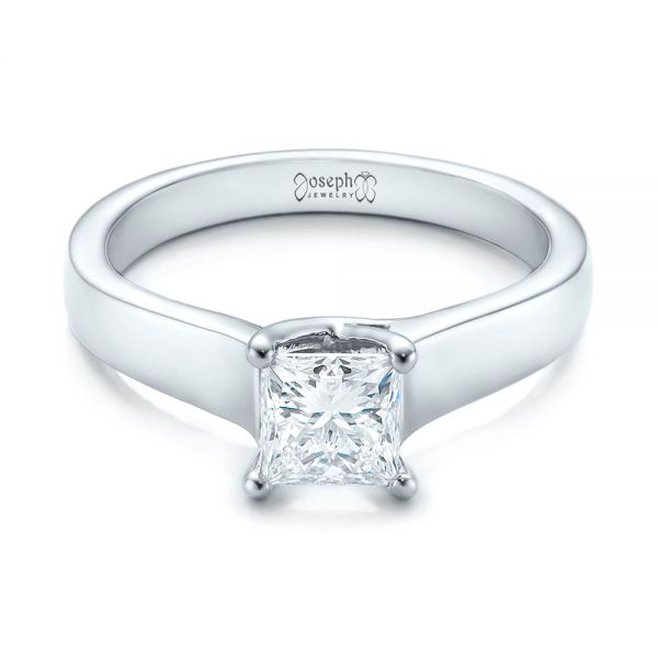 18k White Gold 18k White Gold Custom Princess Cut Solitaire Engagement Ring - Flat View -  101450