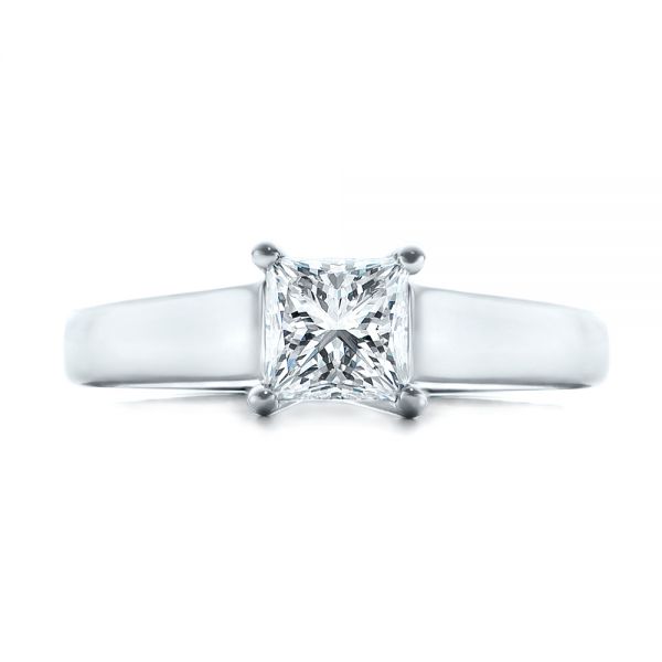 14k White Gold Custom Princess Cut Solitaire Engagement Ring - Top View - 101450