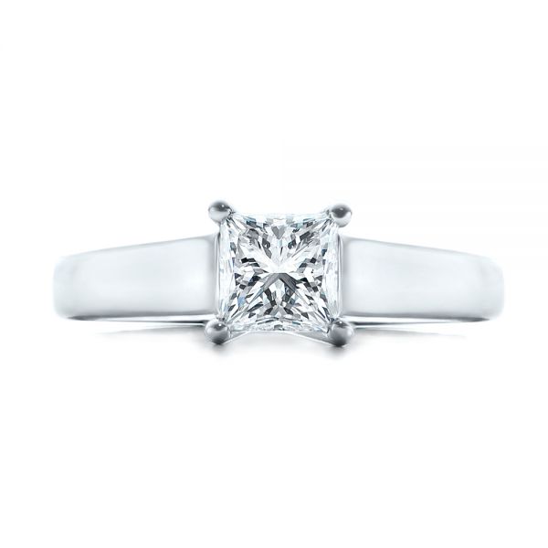 18k White Gold 18k White Gold Custom Princess Cut Solitaire Engagement Ring - Top View -  101450