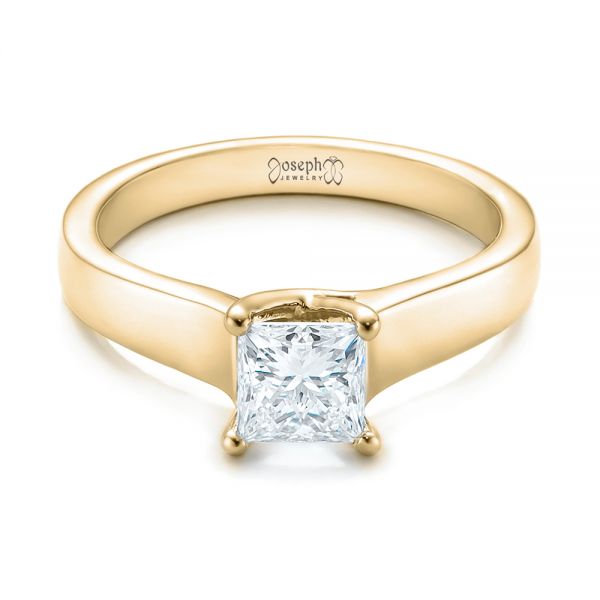 14k Yellow Gold 14k Yellow Gold Custom Princess Cut Solitaire Engagement Ring - Flat View -  101450