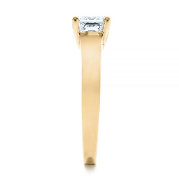 18k Yellow Gold 18k Yellow Gold Custom Princess Cut Solitaire Engagement Ring - Side View -  101450
