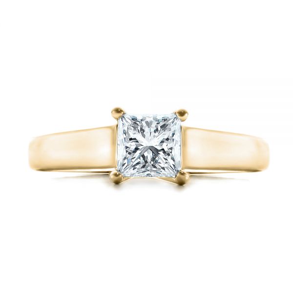 18k Yellow Gold 18k Yellow Gold Custom Princess Cut Solitaire Engagement Ring - Top View -  101450