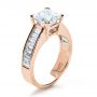 14k Rose Gold 14k Rose Gold Custom Princess Cut And Baguette Diamond Engagement Ring - Three-Quarter View -  1131 - Thumbnail