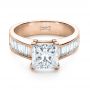 18k Rose Gold 18k Rose Gold Custom Princess Cut And Baguette Diamond Engagement Ring - Flat View -  1131 - Thumbnail