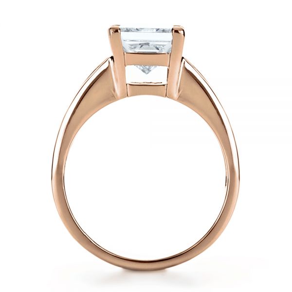 14k Rose Gold 14k Rose Gold Custom Princess Cut And Baguette Diamond Engagement Ring - Front View - 1131
