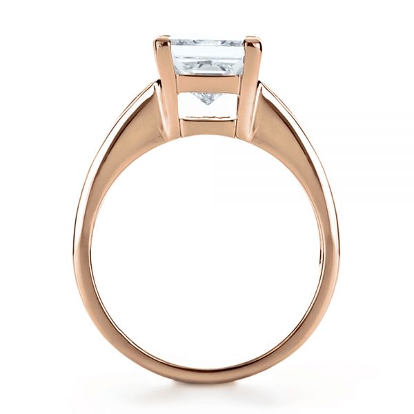 18k Rose Gold 18k Rose Gold Custom Princess Cut And Baguette Diamond Engagement Ring - Front View -  1131