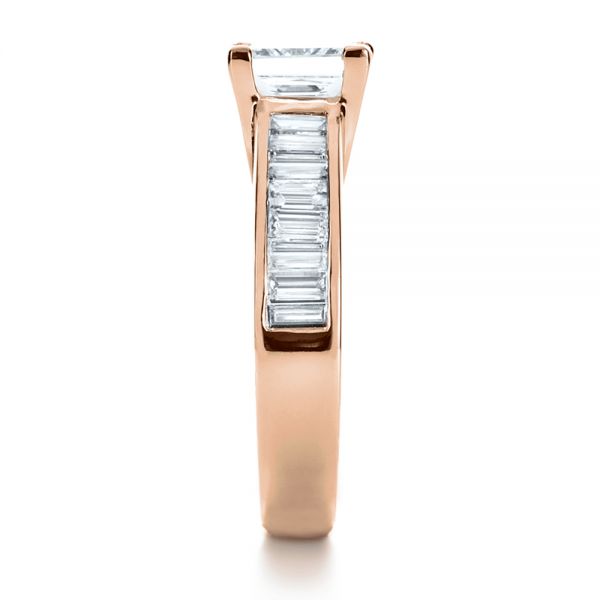 14k Rose Gold 14k Rose Gold Custom Princess Cut And Baguette Diamond Engagement Ring - Side View - 1131