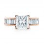 14k Rose Gold 14k Rose Gold Custom Princess Cut And Baguette Diamond Engagement Ring - Top View -  1131 - Thumbnail