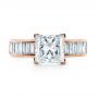 14k Rose Gold 14k Rose Gold Custom Princess Cut And Baguette Diamond Engagement Ring - Top View -  1131 - Thumbnail
