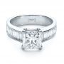 14k White Gold 14k White Gold Custom Princess Cut And Baguette Diamond Engagement Ring - Flat View -  1131 - Thumbnail