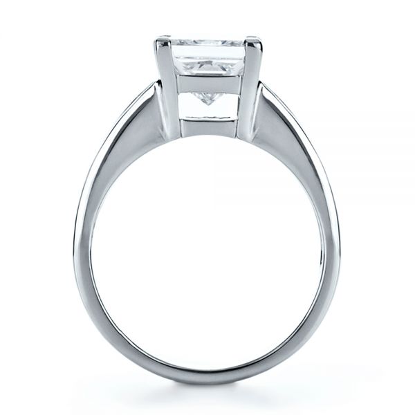 14k White Gold 14k White Gold Custom Princess Cut And Baguette Diamond Engagement Ring - Front View -  1131