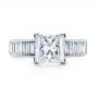 18k White Gold 18k White Gold Custom Princess Cut And Baguette Diamond Engagement Ring - Top View -  1131 - Thumbnail