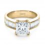 18k Yellow Gold 18k Yellow Gold Custom Princess Cut And Baguette Diamond Engagement Ring - Flat View -  1131 - Thumbnail