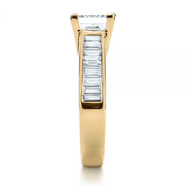 18k Yellow Gold 18k Yellow Gold Custom Princess Cut And Baguette Diamond Engagement Ring - Side View -  1131