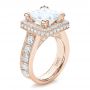 18k Rose Gold 18k Rose Gold Custom Princess Cut And Halo Engagement Ring - Three-Quarter View -  100124 - Thumbnail