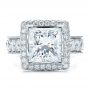 18k White Gold 18k White Gold Custom Princess Cut And Halo Engagement Ring - Top View -  100124 - Thumbnail