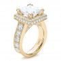18k Yellow Gold 18k Yellow Gold Custom Princess Cut And Halo Engagement Ring - Three-Quarter View -  100124 - Thumbnail