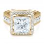 18k Yellow Gold 18k Yellow Gold Custom Princess Cut And Halo Engagement Ring - Flat View -  100124 - Thumbnail